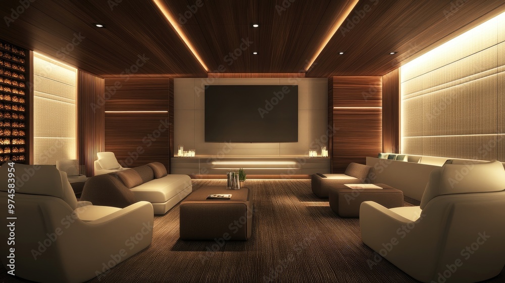 A contemporary media room with eco-friendly seating options A contemporary media room with eco-friendly seating options