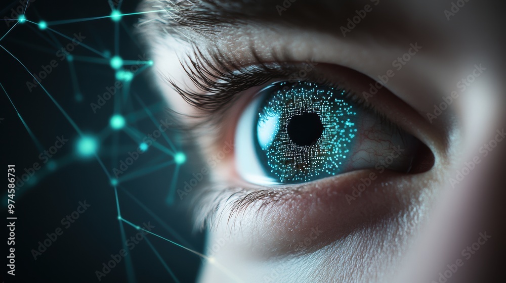 A digital eye, looking out onto a surreal, digital world, with interconnected lines representing the flow of data, creating an illusion of reality within the digital realm. A digital eye, looking out onto a surreal, digital world, with interconnected lines representing the flow of data, creating an illusion of reality within the digital realm.