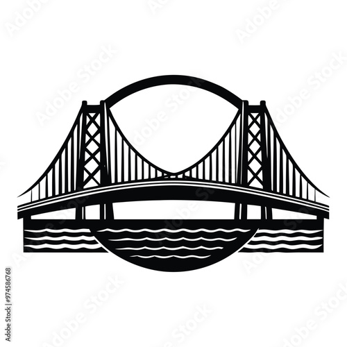 Bridge Icon Logo Style Silhouette Vector Modern