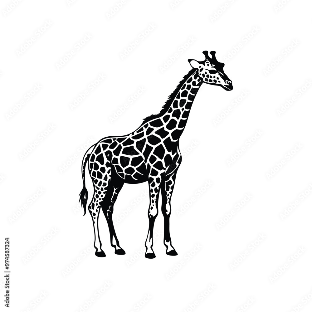 Fototapeta premium Simple Giraffe Silhouette Logo Vector Design with a Clean and Elegant Full Body Illustration