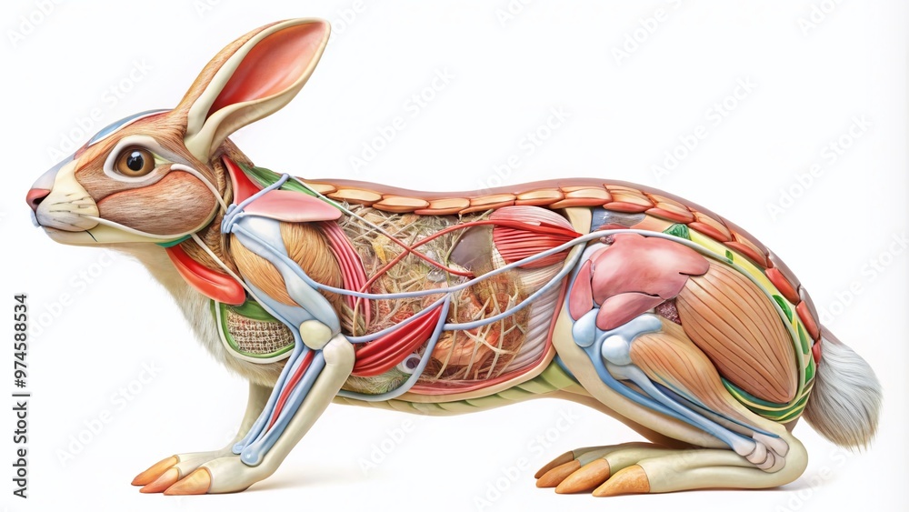 Ilustração do Stock: Illustrated anatomical diagram of a rabbit's ...