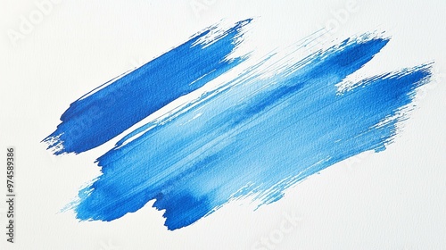 Abstract blue brush strokes on a white background.