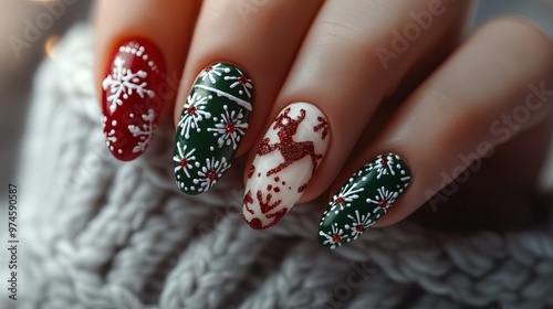 Stunning Christmas Nail Designs with Festive Text Art