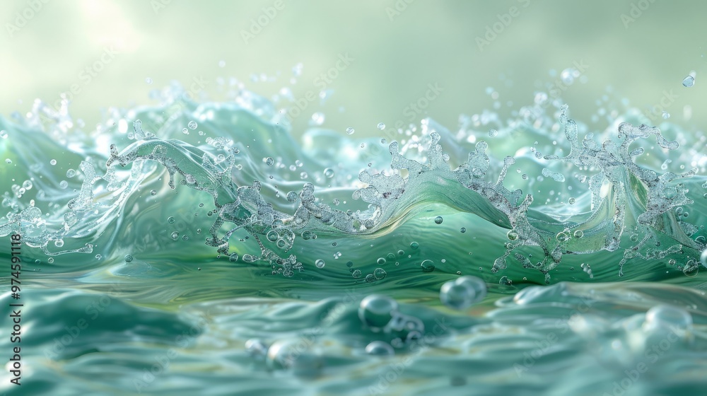 A large wave crashing into the shore, with water splashing everywhere A large wave crashing into the shore, with water splashing everywhere