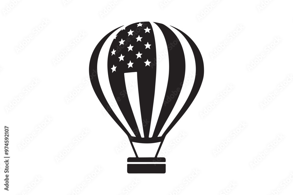 Obraz premium Hot air balloon silhouette vector illustration, Hot air balloon silhouette vector, Hot air balloon silhouette PNG