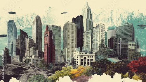 Architectural Fusion: Vintage Buildings, Modern Skyscrapers, and Natural Landscapes