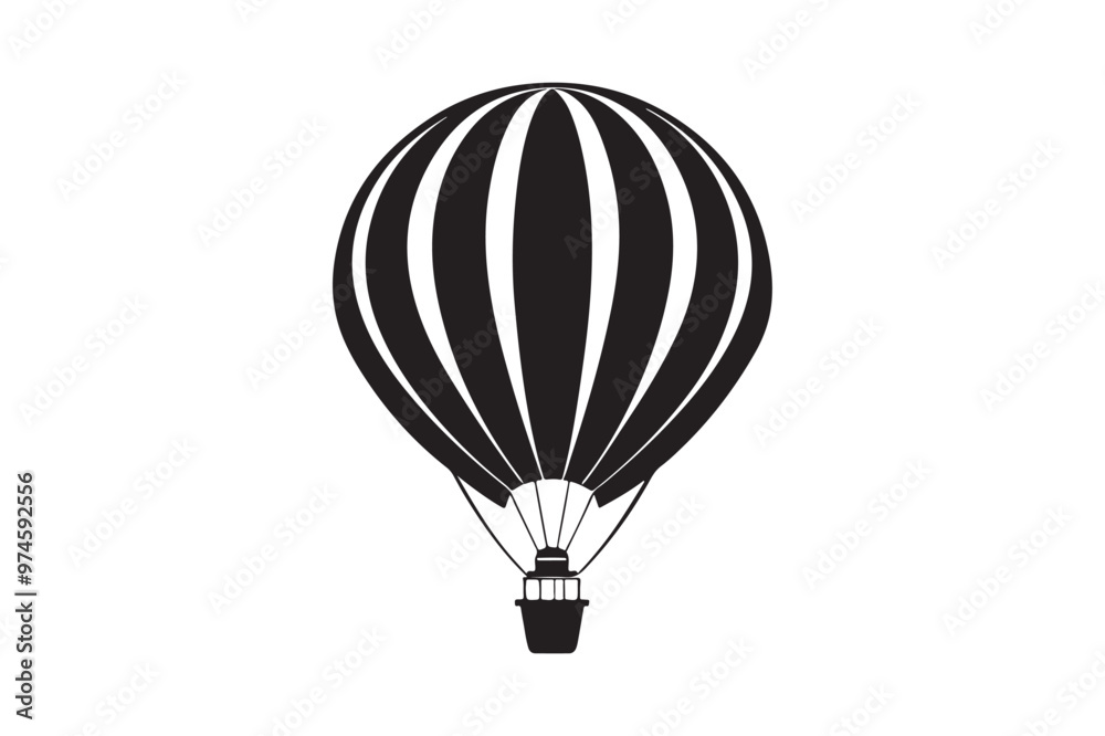 Naklejka premium Hot air balloon silhouette vector illustration, Hot air balloon silhouette vector, Hot air balloon silhouette PNG 