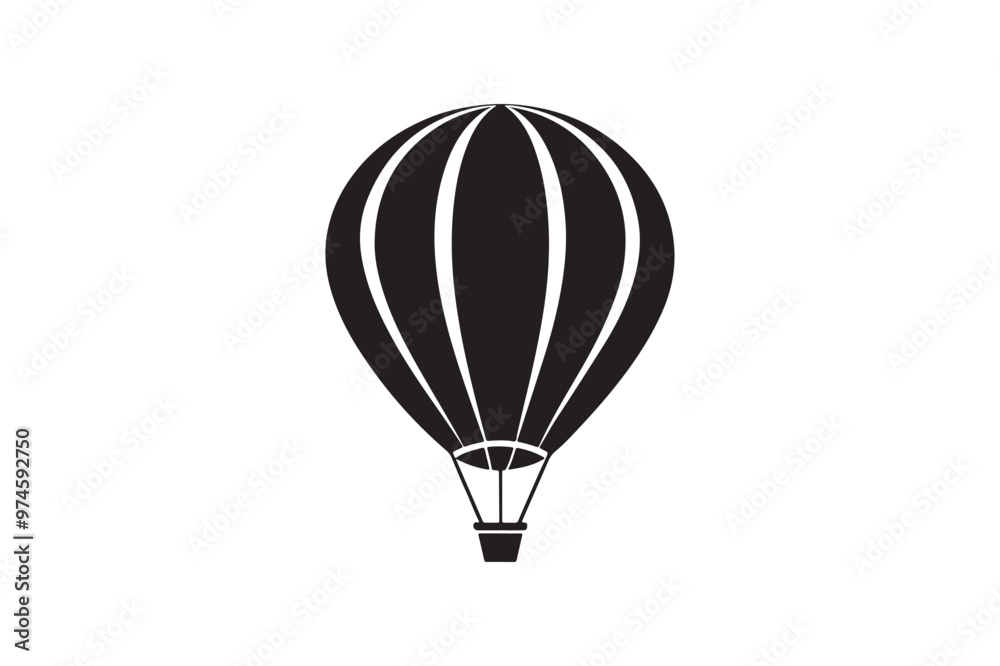 Naklejka premium Hot air balloon silhouette vector illustration, Hot air balloon silhouette vector, Hot air balloon silhouette PNG 