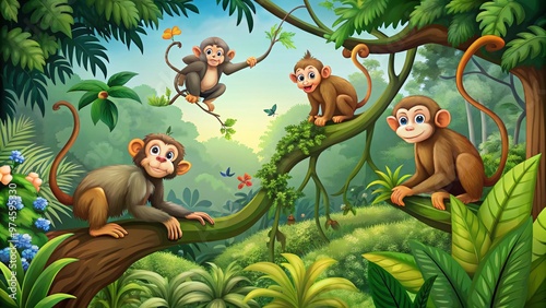 jungle with monkeys photo