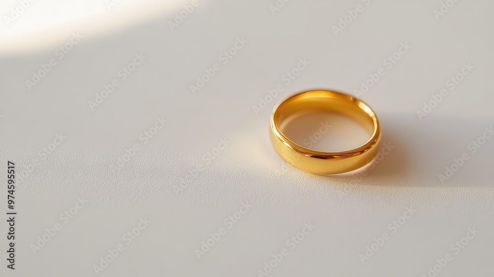 Elegant Golden Wedding Band on a Minimalist Background Elegant Golden Wedding Band on a Minimalist Background