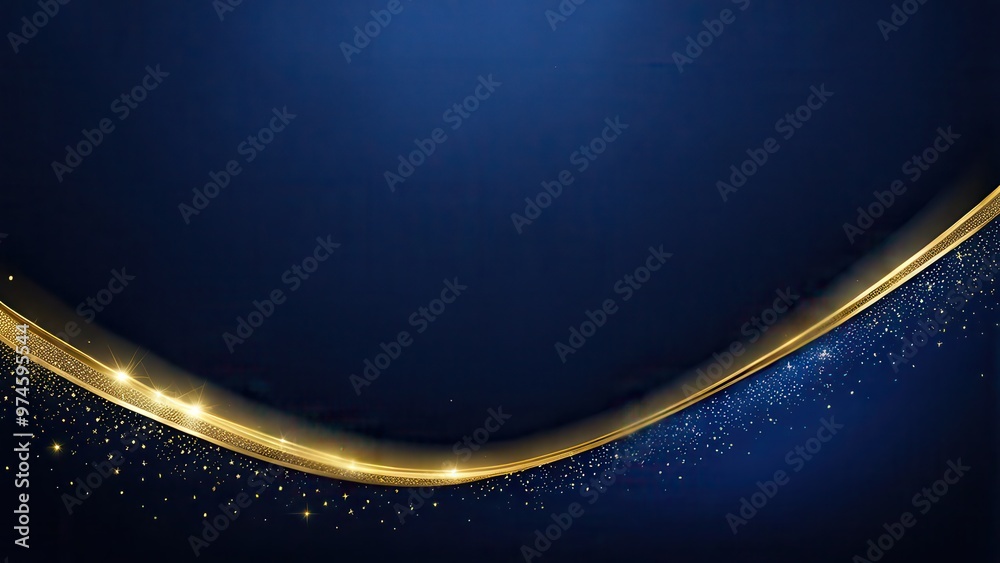 A sleek blue background with a golden curved line and sparkling elements, ideal for elegant presentations. A sleek blue background with a golden curved line and sparkling elements, ideal for elegant presentations.