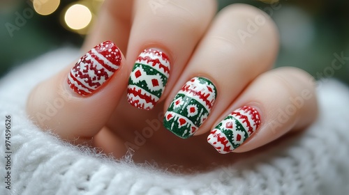 Creative Christmas Nails with Holiday-Themed Text and Patterns