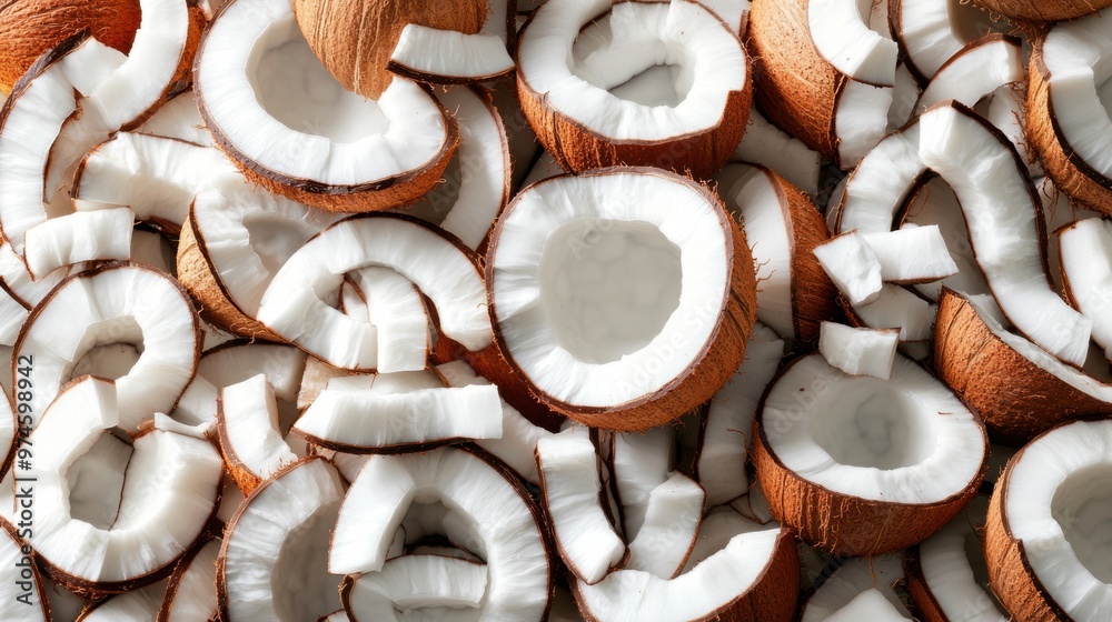 Seamless background of coconut fruit slice closeup view Seamless background of coconut fruit slice closeup view
