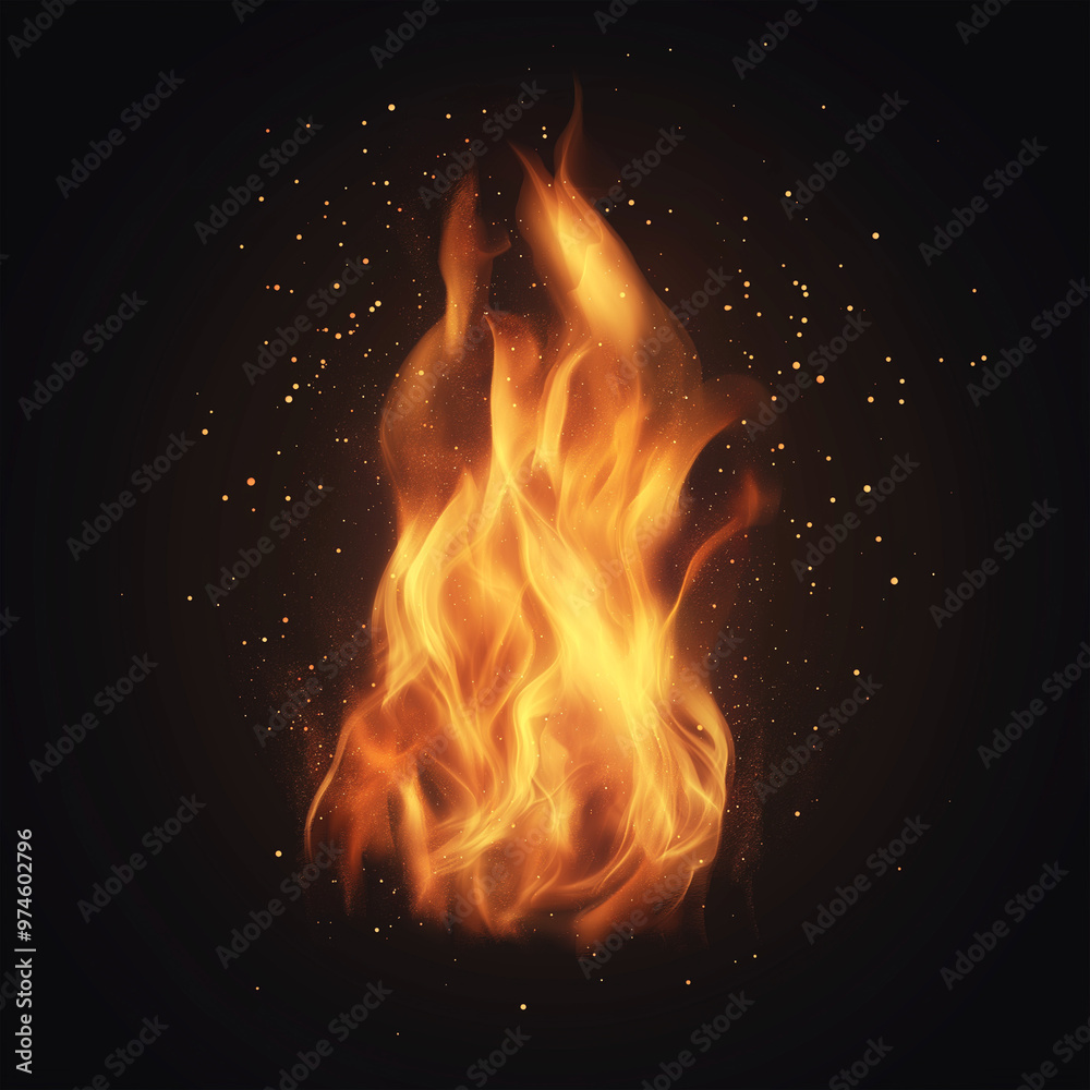 The Realistic burning fire flames, game element, Illustration The Realistic burning fire flames, game element, Illustration