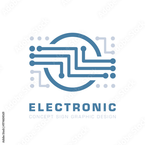 Connection electronic technology - creative logo design. Digital chip sign. Network communication concept symbol. Database icon. Blockchain futuristic symbol. Corporate identity. Vector illustration.