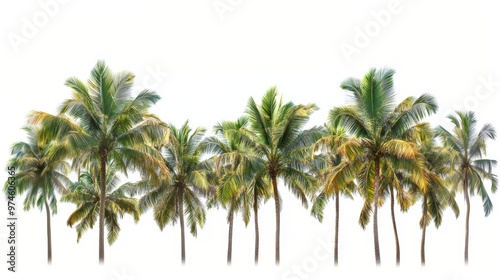 Vector illustration of coconut tree with leaf closeup view