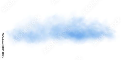 Fantastic blue smoke. Magic smoke. Smog cloud on podium or stage. Fog vapor over ground or water surface, magic haze. PNG. 