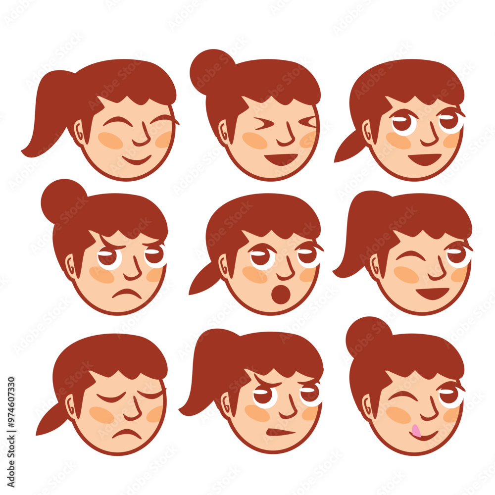 Vector character funny. Illustration of cute faces Vector character funny. Illustration of cute faces