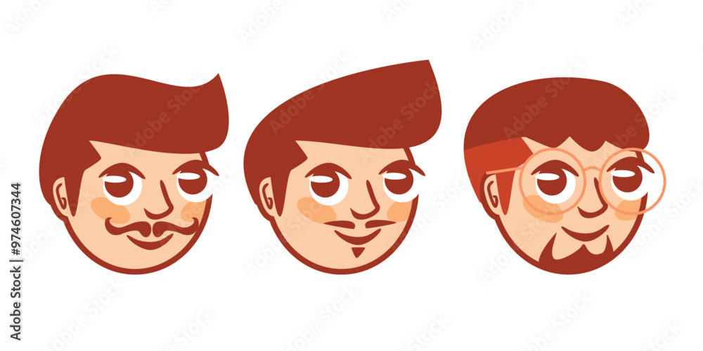 Faces cartoon character. Vector illustration isolated on white background. Faces cartoon character. Vector illustration isolated on white background.
