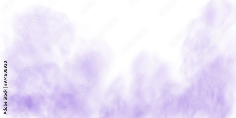 Naklejka premium Fantastic purple smoke. Magic smoke. Smog cloud on podium or stage. Fog vapor over ground or water surface, magic haze. PNG. 