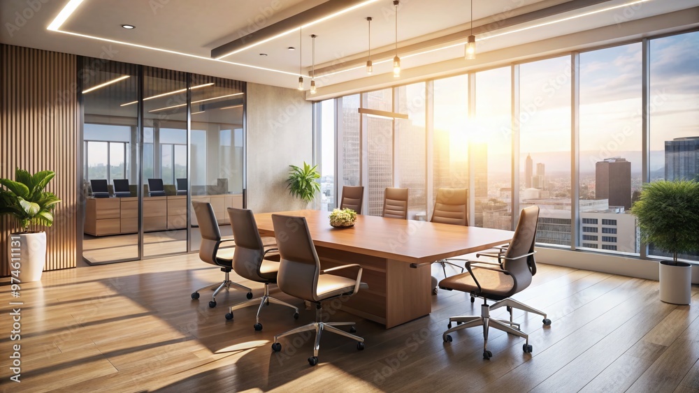 Modern, sleek, and minimalist office background featuring a blurred conference room with sleek furniture, creamy walls, and large windows with soft natural light filtering in. Modern, sleek, and minimalist office background featuring a blurred conference room with sleek furniture, creamy walls, and large windows with soft natural light filtering in.