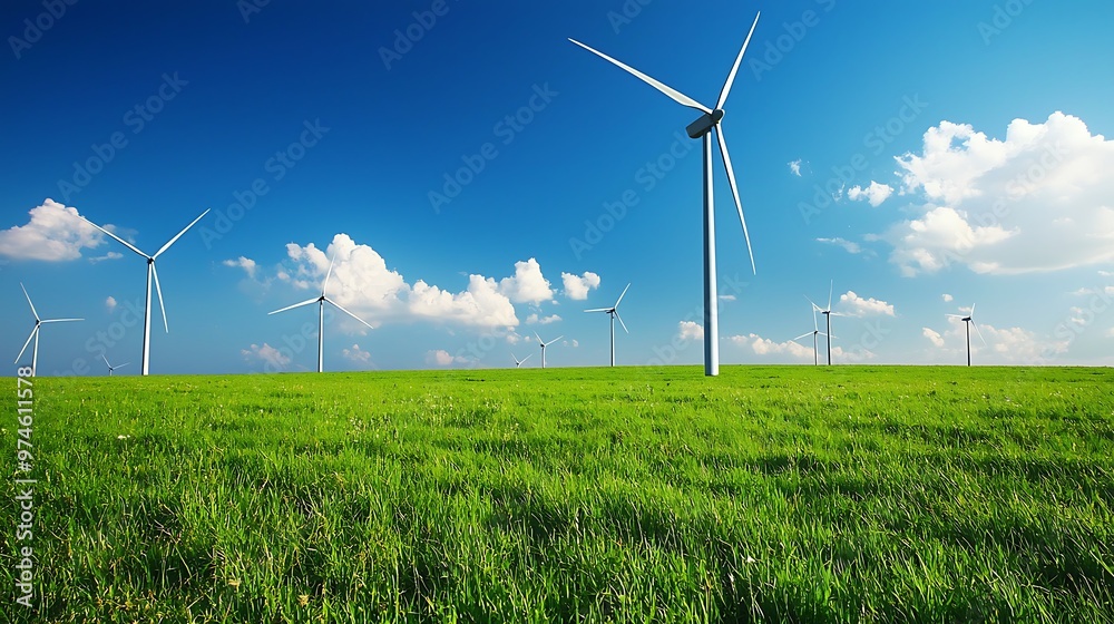 Wind Turbines in a Green Field. Wind Turbines in a Green Field.
