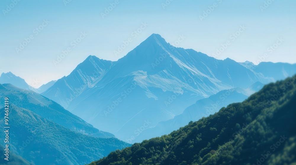 Majestic Mountain Serenity, a summer landscape featuring soft, blurred mountains under a bright, clear sky, evoking tranquility and natural beauty. Majestic Mountain Serenity, a summer landscape featuring soft, blurred mountains under a bright, clear sky, evoking tranquility and natural beauty.