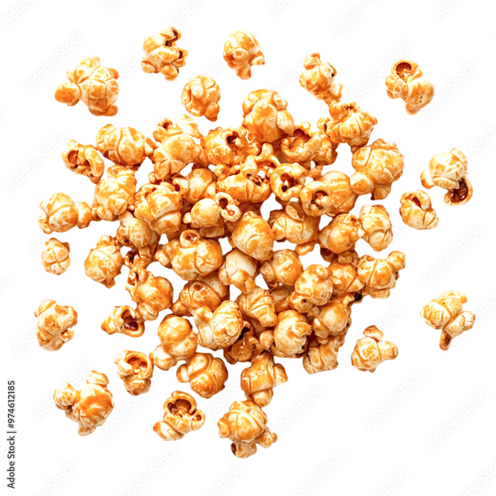 Caramel puff corn popcorn isolated on transparent background Caramel puff corn popcorn isolated on transparent background