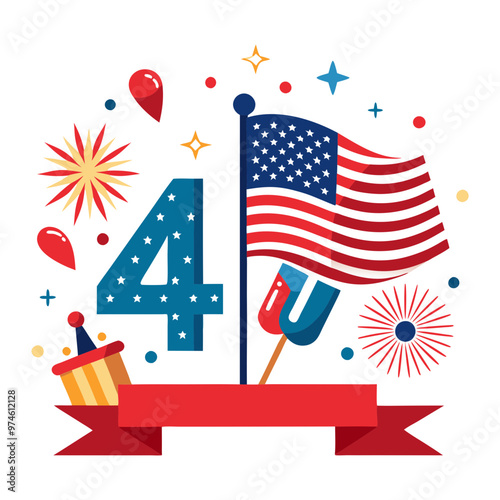 Download Inscription Happy 4Th Of July With Usa Flag Svg File For Design.