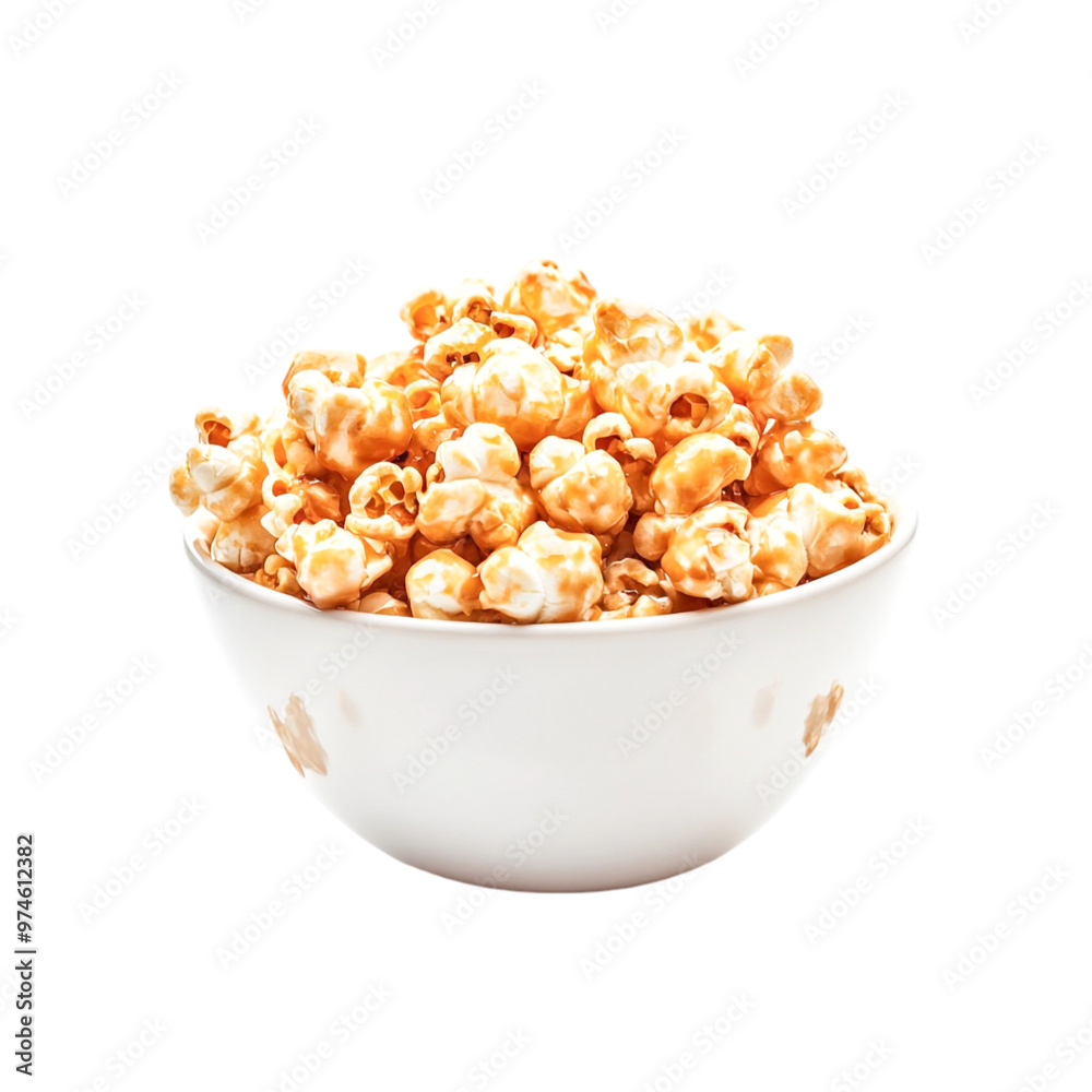 Caramel puff corn popcorn isolated on transparent background Caramel puff corn popcorn isolated on transparent background