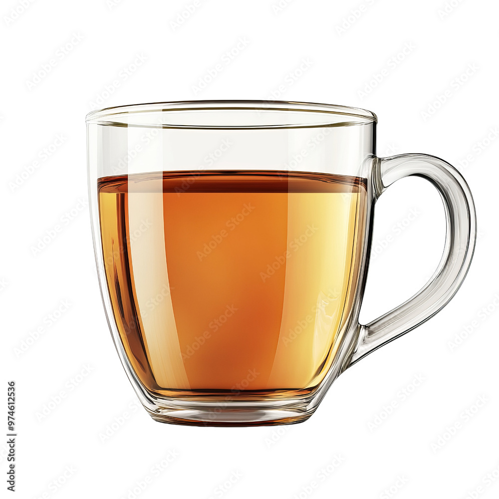 A clear glass cup filled isolated white background A clear glass cup filled isolated white background