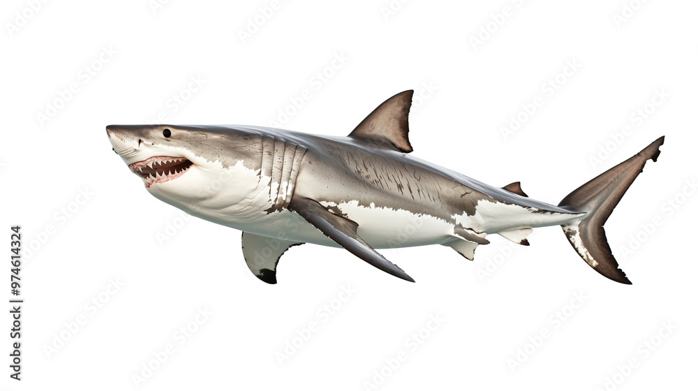 Fototapeta premium Great White Shark cartilaginous fish png isolated on transparent background