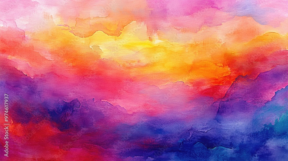 Soft watercolor sky with fluffy clouds in pastel hues. Soft watercolor sky with fluffy clouds in pastel hues.