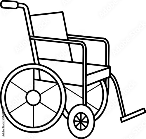 Wheelchair line art silhouette vector illustration