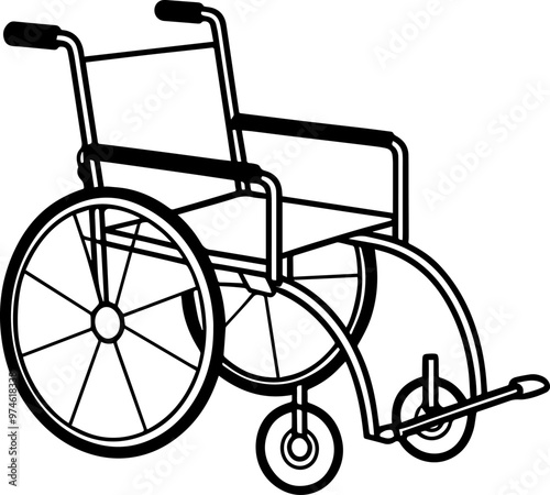 Wheelchair line art silhouette vector illustration