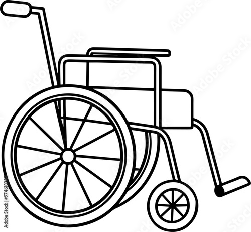 Wheelchair line art silhouette vector illustration