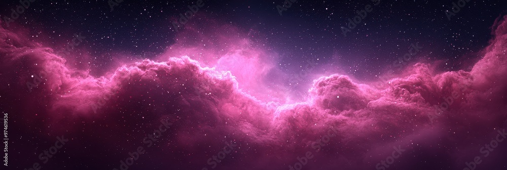 A stunning cosmic landscape featuring vibrant pink clouds against a starry night sky, perfect for space-themed projects. A stunning cosmic landscape featuring vibrant pink clouds against a starry night sky, perfect for space-themed projects.