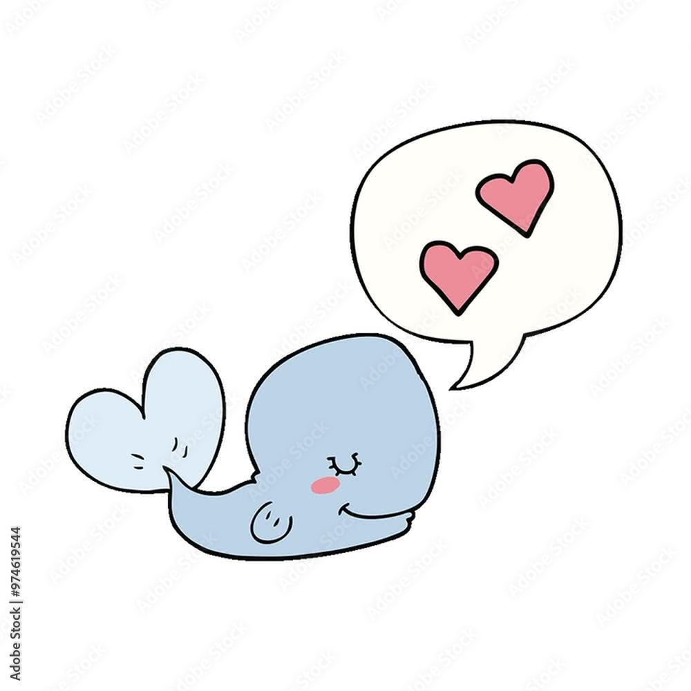 cartoon whale in love with speech bubble cartoon whale in love with speech bubble
