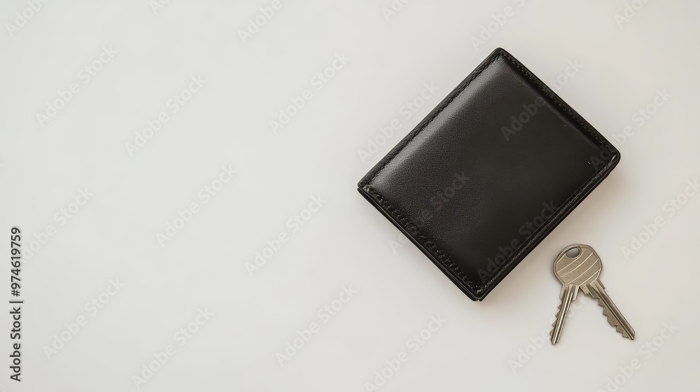 Minimalist Wallet and Keys on Plain Background Minimalist Wallet and Keys on Plain Background