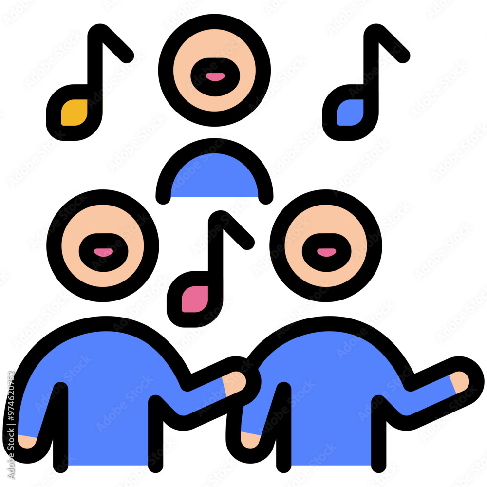 choir filled line icon