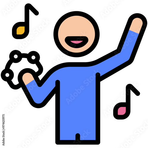 tambourine filled line icon