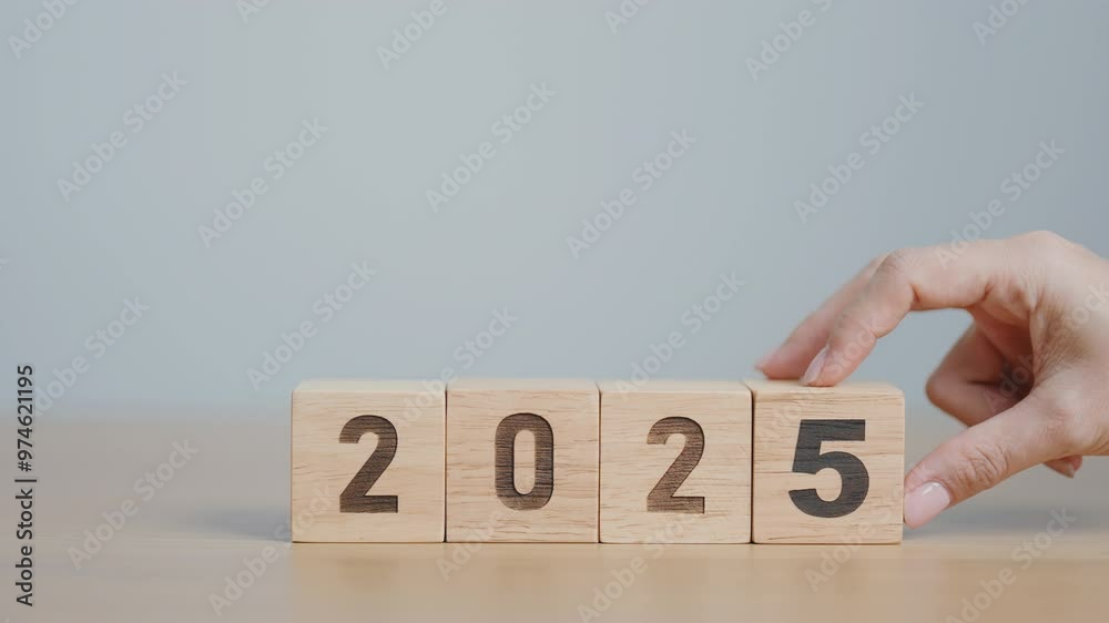 2024 change to 2025 year block on table. goal, Resolution, strategy, plan, start, budget, mission, action, motivation and New Year concepts