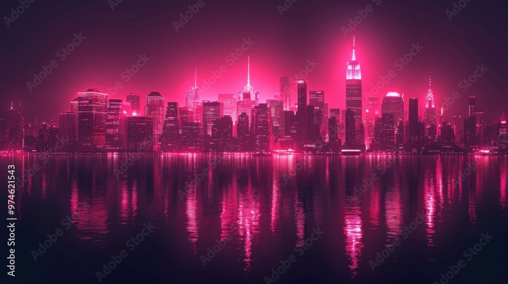 Fototapeta premium Minimalist Background: Neon Glow and Futuristic Design with Digital Effects 