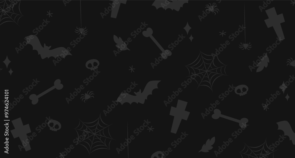 Cartoon vector Halloween background with shapes of bat , bones, skull, spider, cobweb, crosses, sparkles, etc in black and white colors.
Cartoon vector Halloween background with shapes of bat , bones, skull, spider, cobweb, crosses, sparkles, etc in black and white colors.