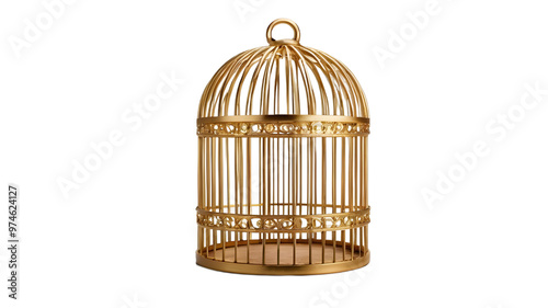 golden cage isolated on white , transparent background png 