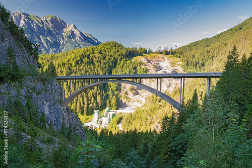 Gaicht pass with Gemstal bridge at Tyrol, Austria photo