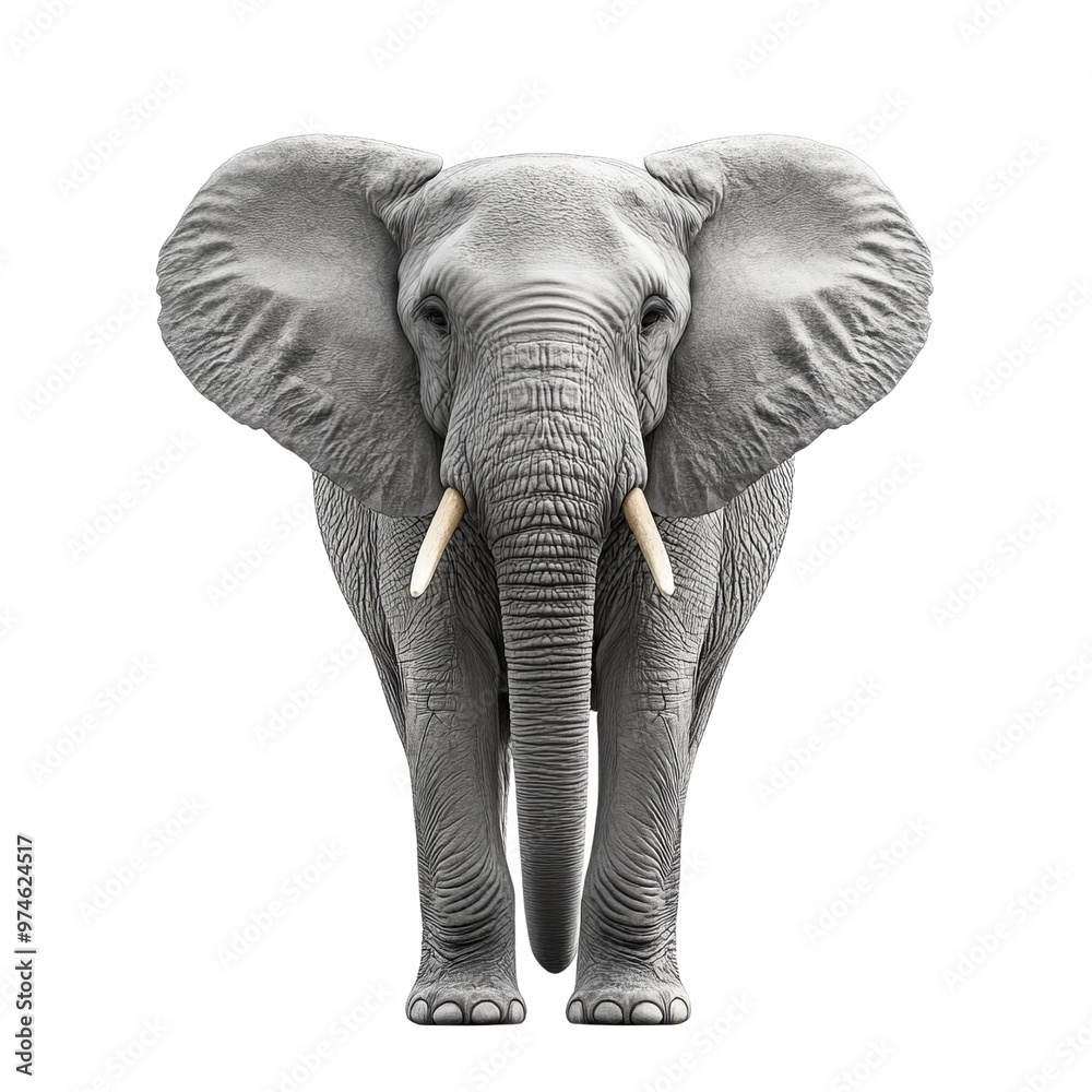 Obraz premium A majestic elephant stands proudly isolated white background