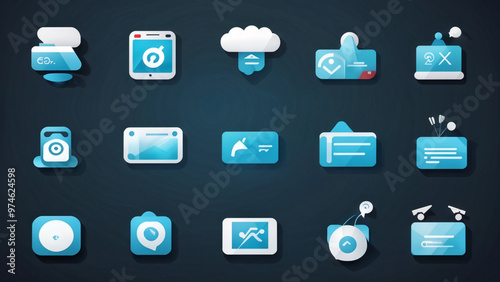 Mobile Technology and Communication Icons for Web