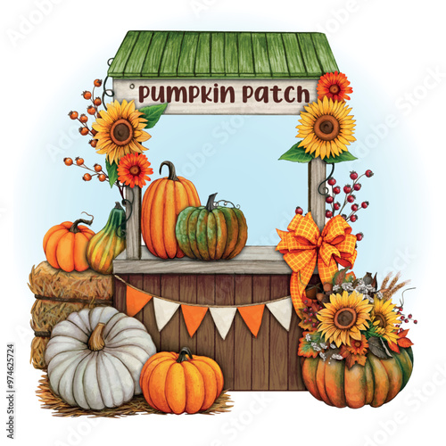 Watercolor hand drawn fall season composition