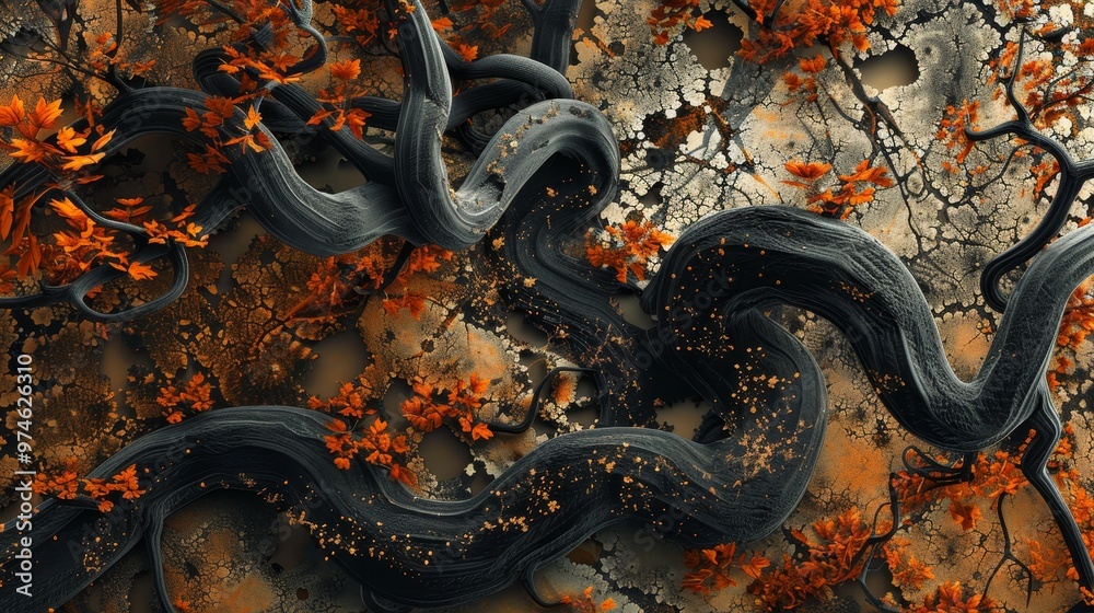 Serpentine autumn a surreal digital artwork capturing the essence of fall s fluidity Serpentine autumn a surreal digital artwork capturing the essence of fall s fluidity